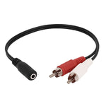Cavo jack stereo femmina da 3,5 mm a 2 connettori RCA maschio, lunghezza: 38 cm, 3.5mm to 2 RCA Male