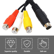 Adattatore cavo AV femmina convertitore S-Video da TV a RCA a 4 pin, lunghezza: 20 cm, S-Video to AV 3RCA Female