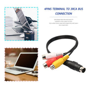 Adattatore cavo AV femmina convertitore S-Video da TV a RCA a 4 pin, lunghezza: 20 cm, S-Video to AV 3RCA Female