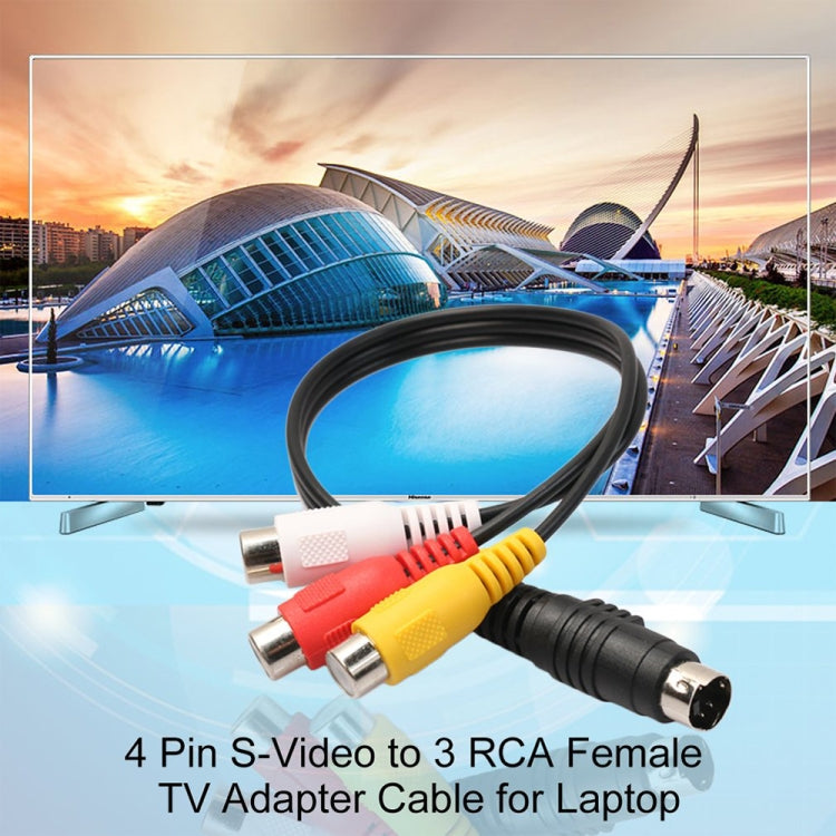 Adattatore cavo AV femmina convertitore S-Video da TV a RCA a 4 pin, lunghezza: 20 cm, S-Video to AV 3RCA Female