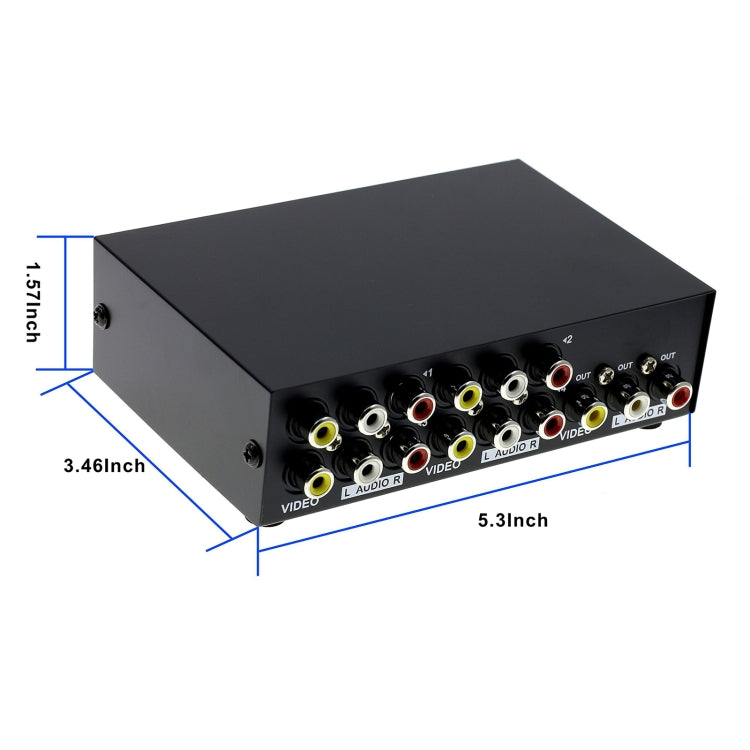 Scatola commutatore RCA AV audio video a 4 porte di ingresso e 1 uscita, 4 Input 1 Output-