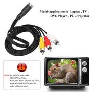 Adattatore convertitore cavo S-Video da 4 pin a 3 RCA AV TV maschio, lunghezza: 1,5 m, S-Video to AV 3RCA Male