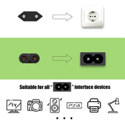 Cavo di alimentazione CA per notebook UE di alta qualità a 2 poli, lunghezza: 1,5 m, 2 Prong Style EU Plug, Length: 1.5m