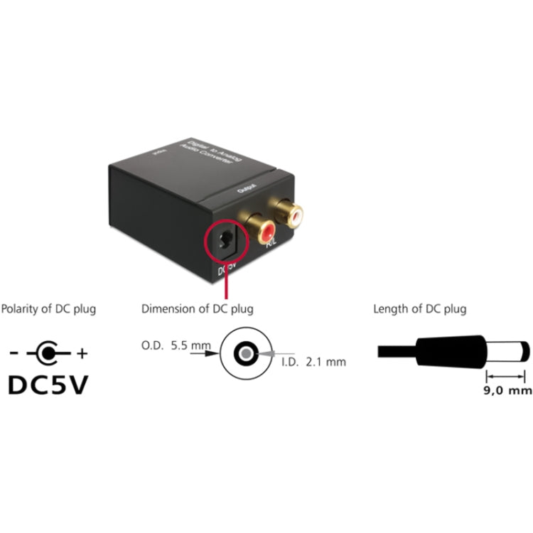Convertitore audio digitale ottico coassiale da Toslink a RCA analogico (nero), Spdif+Coaial to 2RCA