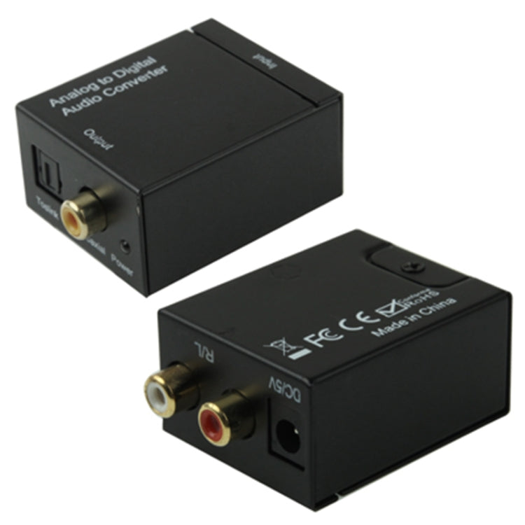 Convertitore audio Toslink coassiale ottico digitale da RCA analogico a digitale (nero), 2RCA to Spdif+Coaial