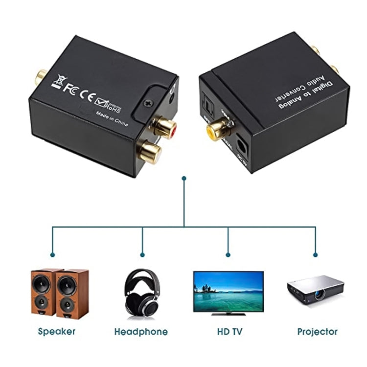 Convertitore audio Toslink coassiale ottico digitale da RCA analogico a digitale (nero), 2RCA to Spdif+Coaial