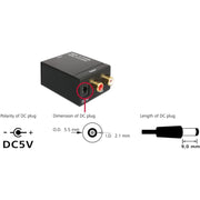 Convertitore audio Toslink coassiale ottico digitale da RCA analogico a digitale (nero), 2RCA to Spdif+Coaial