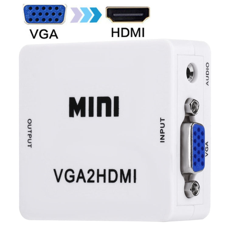 Convertitore digitale audio video con scatola scaler HD 1080P HDMI Mini VGA a HDMI, HD 1080P (White)