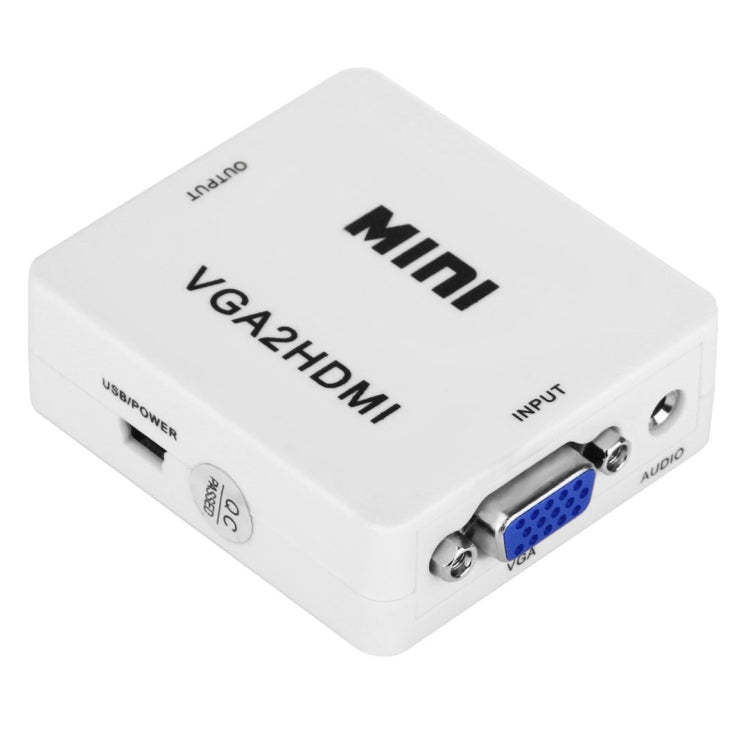 Convertitore digitale audio video con scatola scaler HD 1080P HDMI Mini VGA a HDMI, HD 1080P (White)