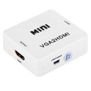 Convertitore digitale audio video con scatola scaler HD 1080P HDMI Mini VGA a HDMI, HD 1080P (White)
