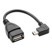 Cavo adattatore Mini USB maschio a USB 2.0 AF da 90 gradi con funzione OTG, lunghezza: 13 cm, Right Augle Mini USB, 13cm