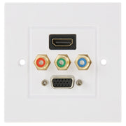 Pannello a parete con presa HDMI femmina + 3 connettori RCA femmina + presa VGA femmina