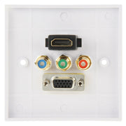 Pannello a parete con presa HDMI femmina + 3 connettori RCA femmina + presa VGA femmina