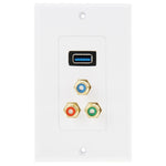 Pannello a parete con presa USB 3.0 e 3 prese RCA femmina