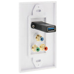Pannello a parete con presa USB 3.0 e 3 prese RCA femmina