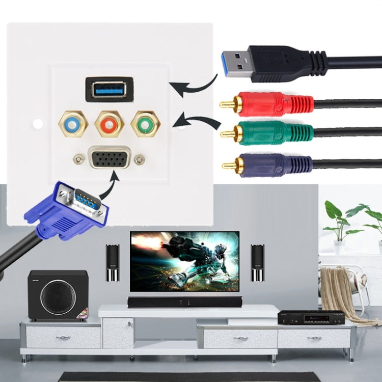 Piastra a muro con USB 3.0, VGA e 3 RCA femmina
