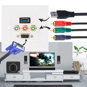 Spina femmina USB 3.0 + 3 spine femmina RCA + Pannello piastra a muro con spina VGA femmina