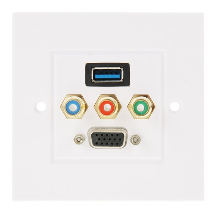 Piastra a muro con USB 3.0, VGA e 3 RCA femmina