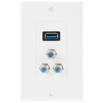 Pannello a parete con presa USB 3.0 e 3 connettori F femmina