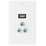 Pannello a parete con presa USB 2.0 e 3 prese F femmina