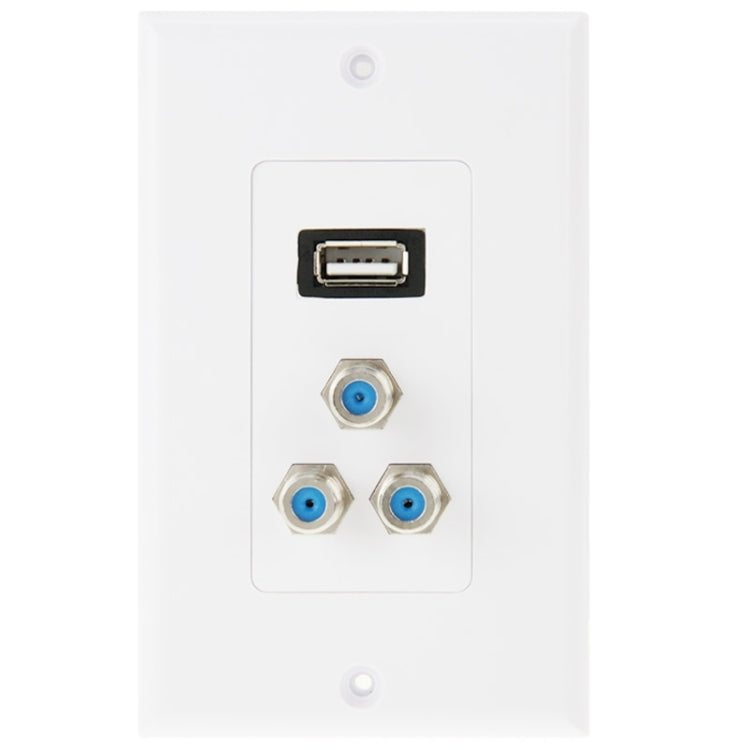 Pannello a parete con presa USB 2.0 e 3 prese F femmina