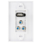 Pannello a parete con presa USB 2.0 e 3 prese F femmina