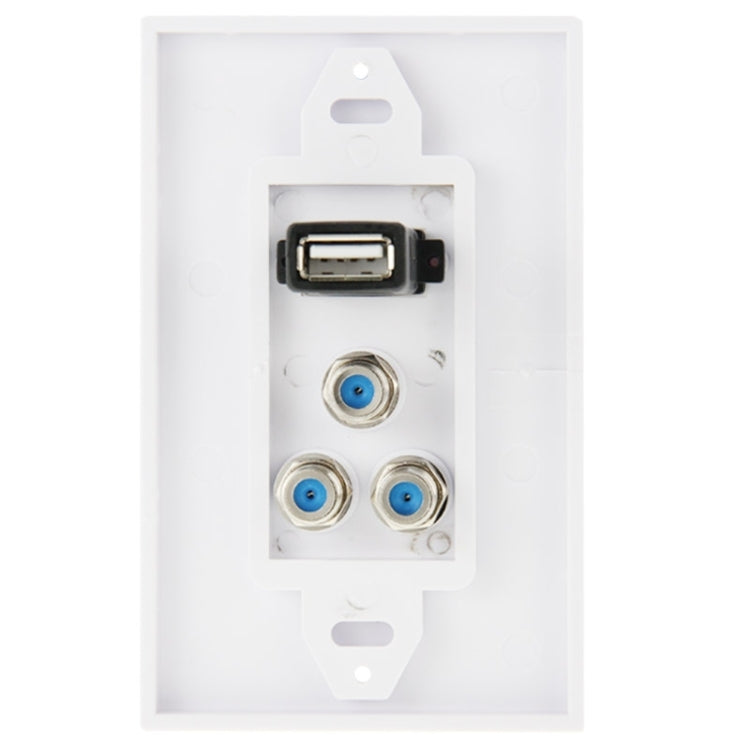 Pannello a parete con presa USB 2.0 e 3 prese F femmina