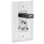 Pannello a parete con presa USB 2.0 e 3 prese F femmina