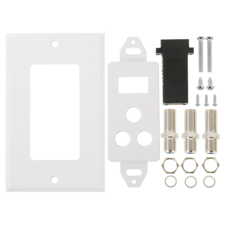Pannello a parete con presa USB 2.0 e 3 prese F femmina