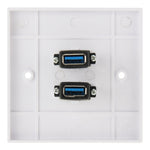 Piastra a muro con doppia presa USB 3.0 bianca