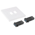 Piastra a muro con doppia presa USB 3.0 bianca