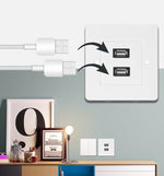 Piastra a muro con doppia presa USB 2.0 bianca 11x7 cm