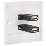 Piastra a muro con doppia presa USB 2.0 bianca 11x7 cm