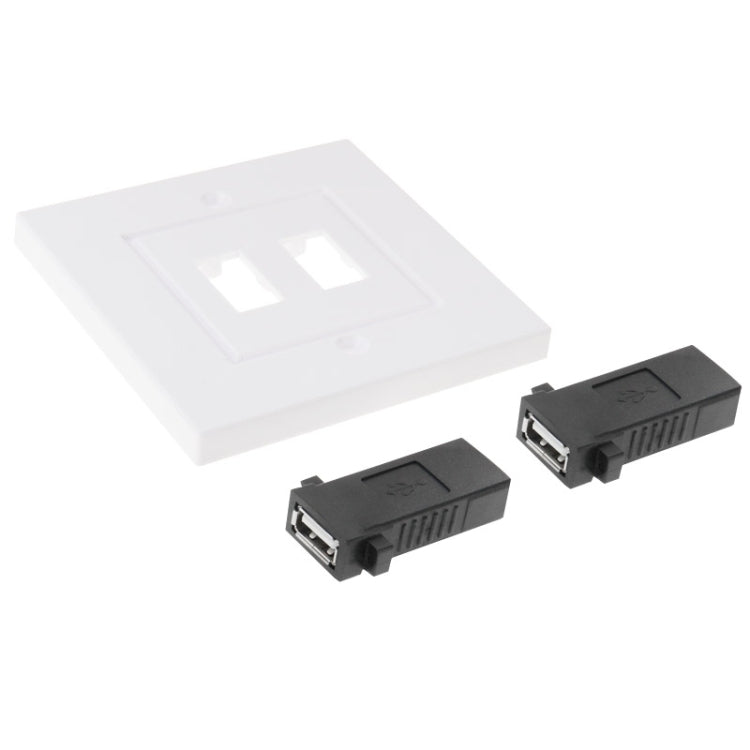 Piastra a muro con doppia presa USB 2.0 bianca 11x7 cm