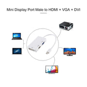 Convertitore adattatore Mini DisplayPort maschio 3 in 1 a HDMI + VGA + DVI femmina per Mac Book Pro Air, lunghezza cavo: 18 cm, Mini DP to HDMI+VGA+DVI (Good)