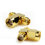 Adattatore RP-SMA maschio a 2 RP-SMA femmina tipo T