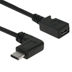 Adattatore cavo micro USB femmina ad alta velocità con gomito a 90 gradi USB-C/Type-C 3.0 maschio, lunghezza: 27,5 cm