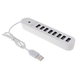 Hub ovale portatile USB 2.0 a 8 porte, lunghezza: 50 cm, 8 Ports (White), 8 Ports (Black)
