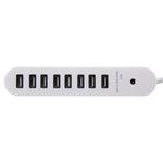 Hub ovale portatile USB 2.0 a 8 porte, lunghezza: 50 cm, 8 Ports (White), 8 Ports (Black)