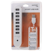 Hub ovale portatile USB 2.0 a 8 porte, lunghezza: 50 cm, 8 Ports (White), 8 Ports (Black)