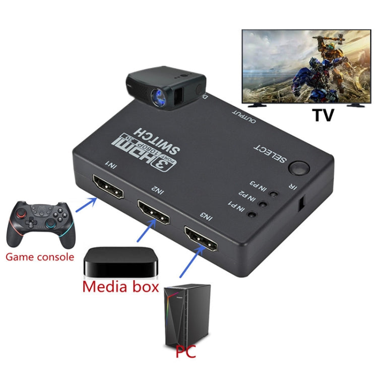 Switch HDMI 3x1 Full HD 1080P 3D con telecomando IR, with IR Remote Control