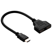 Convertitore adattatore cavo splitter da 30 cm 1080P porta HDMI maschio a 2 femmine 1 in 2 uscite, 1 in 2