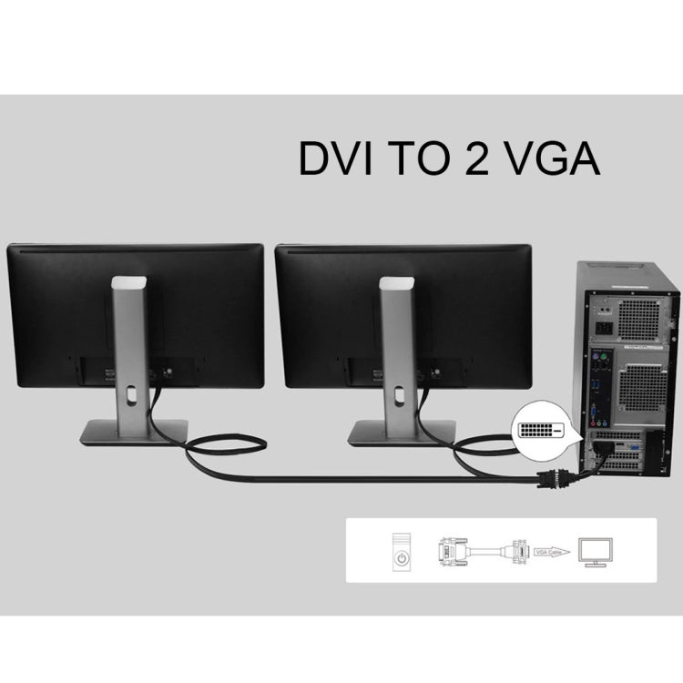 Cavo sdoppiatore DVI 24+5 pin maschio a 2 VGA femmina da 30 cm, DVI 24+5 Pin Male