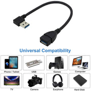 Cavo di prolunga USB 3.0 ad angolo retto da 90 gradi Cavo adattatore da maschio a femmina, lunghezza: 18 cm, Right Angle AM to AF, length: 18cm