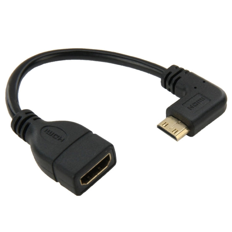 Cavo mini HDMI maschio a HDMI 19 pin femmina placcato oro da 16 cm, angolo retto di 90 gradi, Right Angle Mini HDMI to HDMI