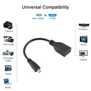Cavo adattatore da micro HDMI maschio a HDMI femmina da 17 cm, Length: 17cm