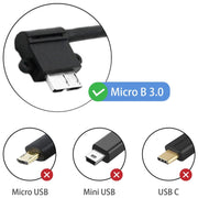 Cavo dati da USB 3.0 a Micro 3.0 da 90 gradi per Galaxy Note III / N9000, lunghezza: 26 cm
