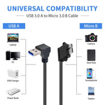 Cavo dati da USB 3.0 a Micro 3.0 da 90 gradi per Galaxy Note III / N9000, lunghezza: 26 cm