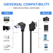 Cavo dati da USB 3.0 a Micro 3.0 da 90 gradi per Galaxy Note III / N9000, lunghezza: 26 cm