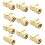 10 pz placcato oro crimpare SMA maschio spina adattatore connettore RF ad angolo retto di 90 gradi per cavo RG174 / RG316 / RG179, Crimp SMA Male Plug Right Angle